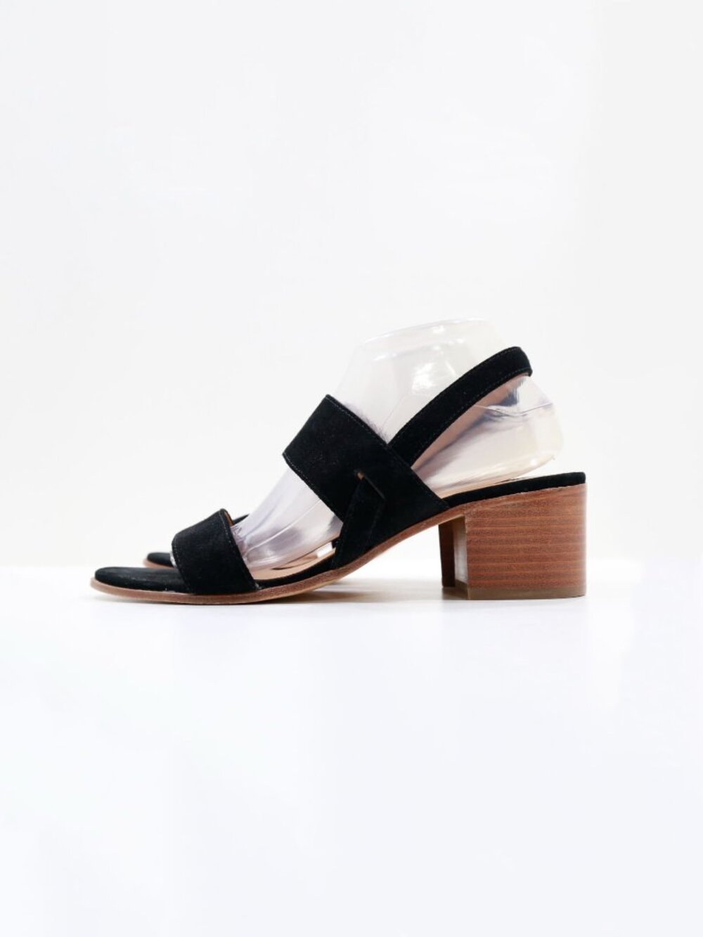 Soludos Farah Black Suede Leather 2.5" Block Heel Slingback Sandals - 9